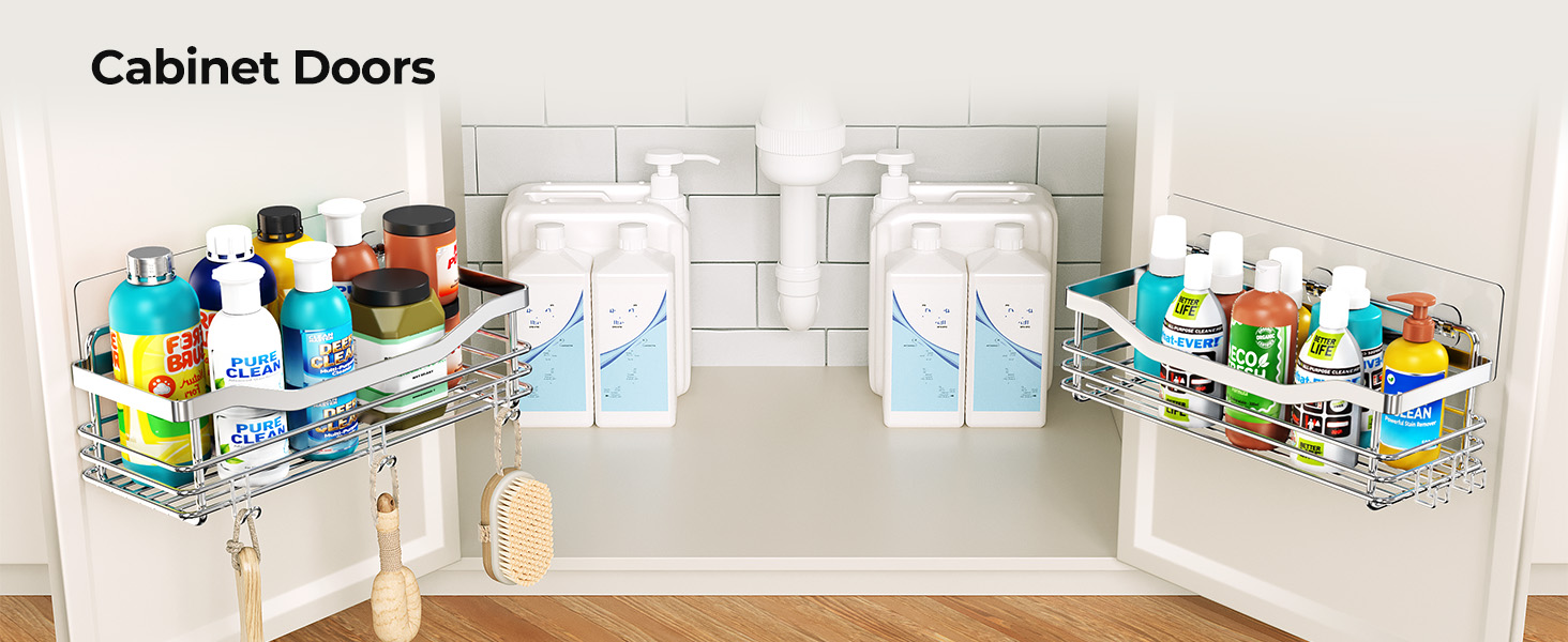 Orimade Shower Caddy Basket Shelf Storage Rack, Silver 2 Pack