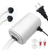 YQMIGU Mini Air Pump Aquarium Quietest for Fish Tank 5 to 75 Gallons, Adjustable Dual-Outlet Bubb...