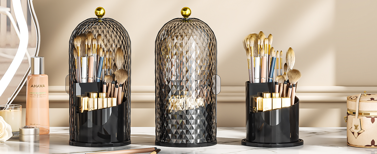 covered makeup brush holder