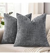 decorUhome Pack of 2 Spring Slubby Chenille Couch Throw Pillow Covers 18x18 Inch Neutral Soft Dec...