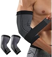 HiRui 2 PACK Elbow Brace for Men Women, Elbow Compression Sleeves With Adjustable Straps, Tennis ...