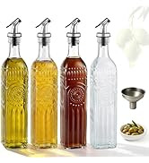 WERTIOO 4 Pack Olive Oil Dispenser Bottle for Kitchen,17oz Clear Glass Cooking Olive Oil and Vine...