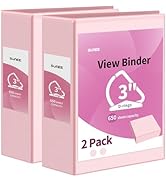 SUNEE 3 Ring Binder 3 Inch D Ring, Clear View Three Ring PVC-Free (Fit 8.5x11 Inches) for School ...