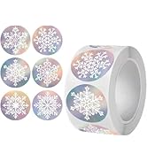 500Pcs Holographic Snowflake Stickers, 3.8cm Round Labels, Christmas Decorative Seals for Envelopes