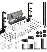 OneLeaf Under Desk Cable Management Tray, No Drill Wire Management Rack for Desk, Office Desk Wir...