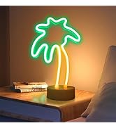 ENUOLI Palm Tree Lights Neon Signs,LED Coconut Tree Neon Light for Bedroom,Battery/USB Powered Pa...