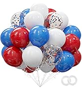 62Pcs Red White and Blue Balloons Kit - 12 Inches Red White Blue Confetti Party Balloons for 4th ...