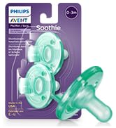 Philips Avent SCF190/01 Soothie 0-3mth Green/Green, 2 Count