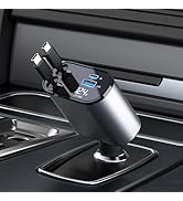Thlevel Retractable Car Charger 4 in 1 Fast Charger with Dual Type-C Retractable Cables (31.5 inc...