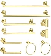 Cilee 10 Piece Brushed Gold Bathroom Hardware Set, 24 inch Brushed Gold Towel bar Towel Ring Toil...