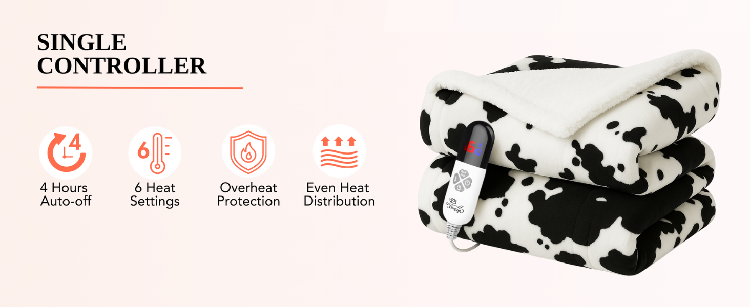 heated throw blanket cow print