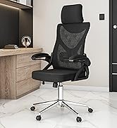Techni Mobili Essential Ergonomic with Lumbar Support &amp; Adjustable Headrest – Breathable Mesh Fli...