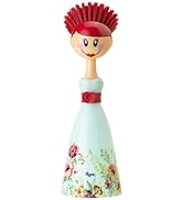 Vigar Dolls Dish Brush with Ergonomic Handle and Dres-Shaped Storage Holder - Scrub Brush for Pan...