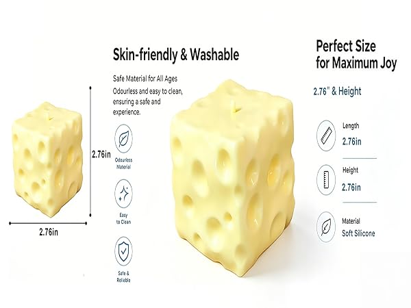 Cheese-Shaped Coconut Oil Stress Squishy Ball-Soft Jelly with a Bubblegum Texture,Slow-Rising Fidget
