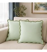 Folkulture Throw Pillow Covers 18x18 Set of 2 | Cotton, Boho, Cute Sage Green Pillow Covers for C...