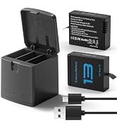 2 Pack Rechargeable Batteries for GoPro HERO13, Channel Charger Station with Type-C Cable High-Ca...