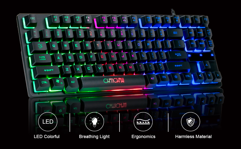 compact tkl 87 key usb wired 60% gaming keyboard led backlit tenkeyless ps4 xbox pc gaming keyboard 