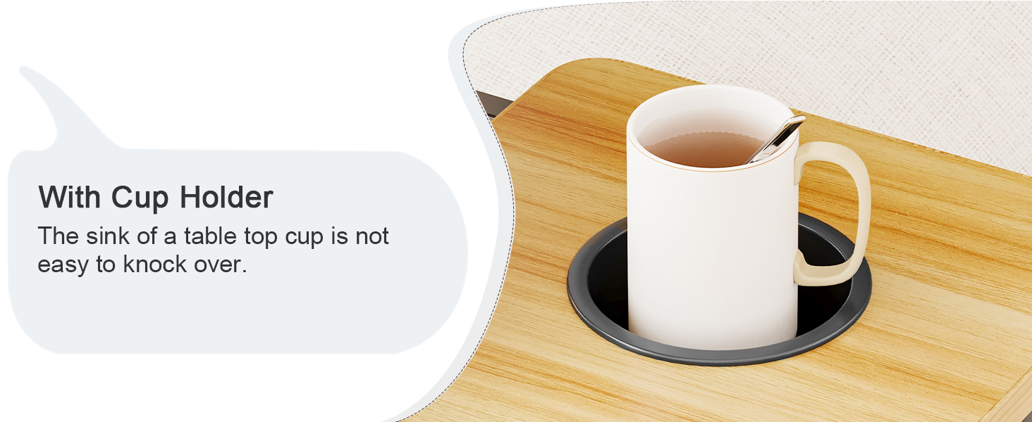 Adjustable Laptop Stand with 5 Adjustable Angles, Portable Lap Tray Table with Cup Holder