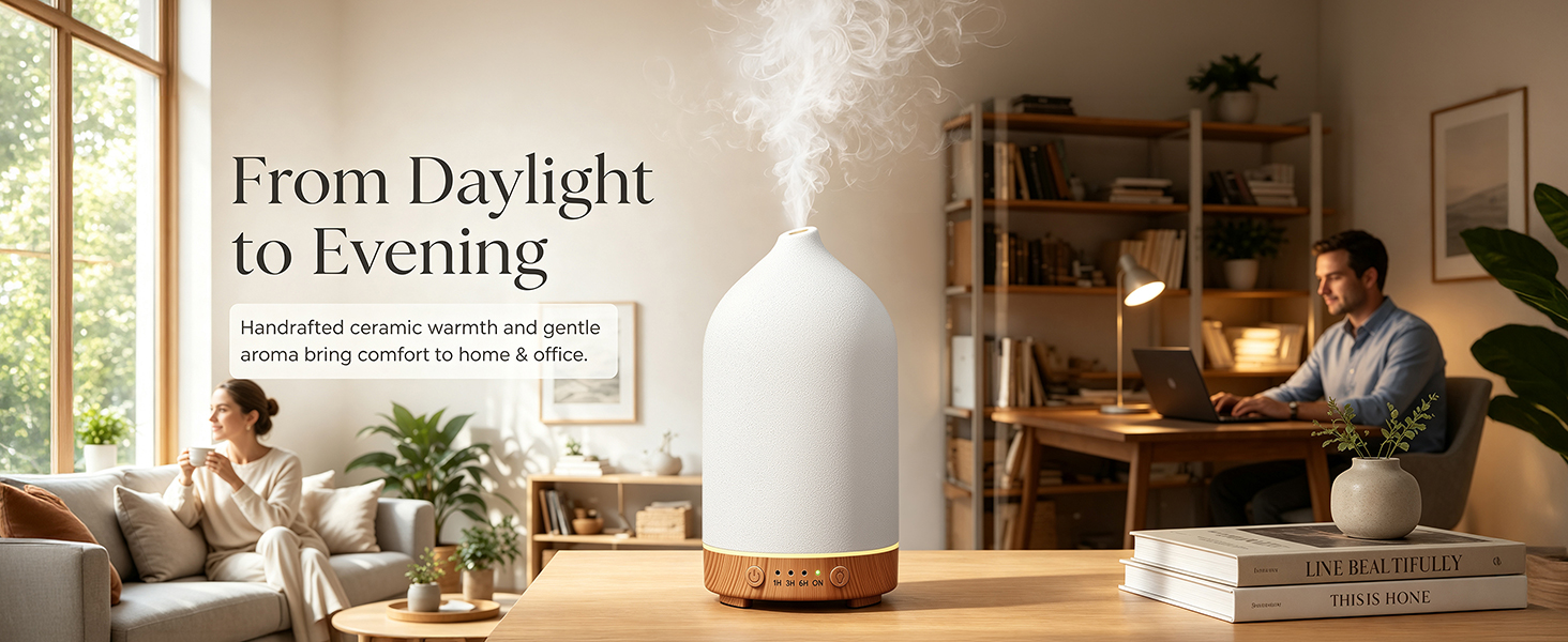 200ML Ceramic Essential Oil Diffuser for Home, Stone Diffuser