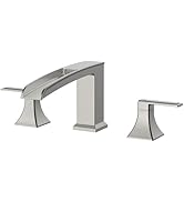 FORIOUS Waterfall Bathtub Faucet Set 3 Hole Brushd Nickel, 2 Handle Deck Mount Roman Tub Faucet W...