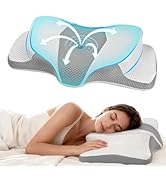 Lekewn RestAssured Cervical Neck Pillow - Ergonomic Firm Memory Foam Bed Pillows for Sleeping, Ne...