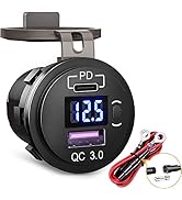 Nilight Quick Charge 3.0 Dual USB Car Charger Socket 12V PD QC3.0 Fast Charge USB Outlet Voltmete...