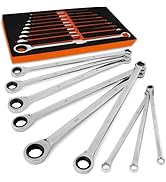 HORUSDY Extra Long Ratcheting Wrench Set, 8-22MM Double Box End, 9-Piece Metric CR-V Steel, with ...