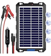POWOXI Upgraded 7.5W-Solar-Battery-Trickle-Charger-Maintainer-12V Portable Waterproof Solar Panel...