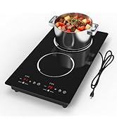 Double Induction Cooktop, WABK 2300W 2 burner Induction Cooker Cooktop, 110V Countertop &amp; Built-i...