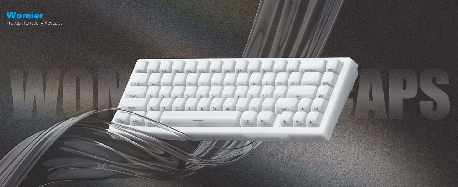 Keyboard Keycaps Jelly - Ceramic Keycaps 75%, Clear White Key Cap, Transparent Side Printed
