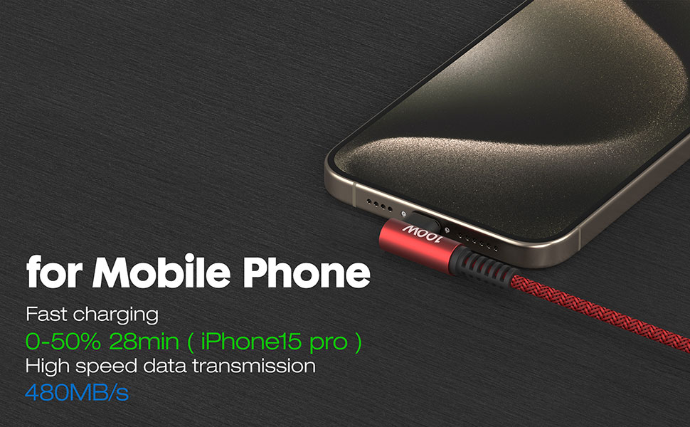 100W High Speed USB C Charger Cable Right Angle type c Charging Cord for iPhone 15 pro max galaxys23