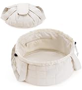 Narwey Barrel Drawstring Puffy Makeup Bag, Large Quilted Cosmetic Bag, Puffer Make Up Bags, Trave...