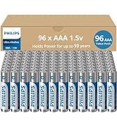 Philips AAA Batteries 92 Bulk Pack, 1.5v Ultra Alkaline Triple AAA. Batteries, 10-Year Shelf Life...