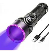 BUDUY 365nm Black Light Flashlight, UV Flashlight 7000 mAh Rechargeable with LCD Display, UV lamp...