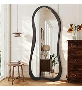 AAZZKANG Mirror Full Length Black Large Irregular Full Body Mirrors with Wooden Frame 71"x32" Asy...