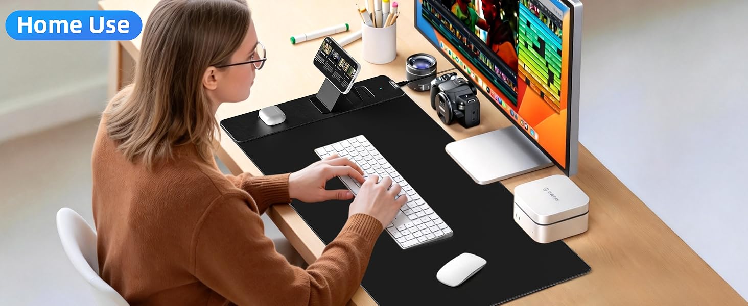 Wireless Charging Mouse Pad with Magnetic Phone Stand