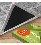 Rabenda 8 Pcs Grippers for Rugs, Non Slip Rug Stickers for Hardwood Floors and Tiles, Reusable an...