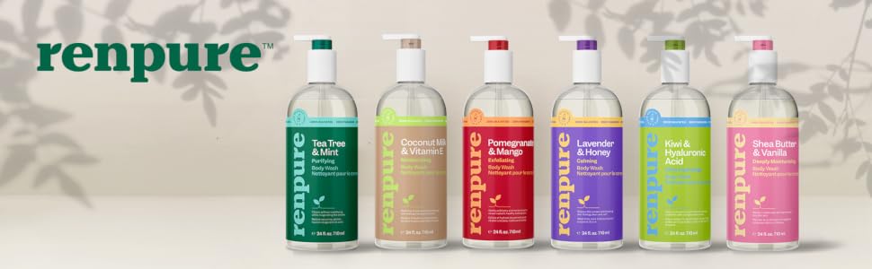 Renpure Body Washes: Tea Tree &amp;amp; Mint, Coconut &amp;amp; Vitamin E, Pomegranate &amp;amp; Mango
