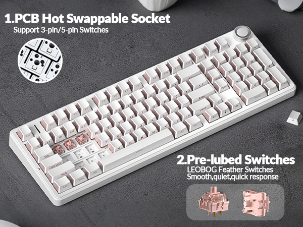 hot swappable mechanical keyboard quiet gaming keyboard custom keyboard silent keyboard