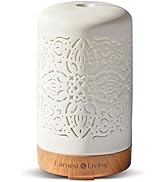 Earnest Living Essential Oil Diffuser White Ceramic Diffuser 100 ml Timers Night Lights and Auto ...