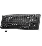 TECKNET Wireless Bluetooth Keyboard Rechargeable - Ultra Slim 2.4G+BT Keyboard with Number Pad, L...