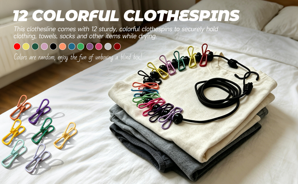 12 colorful clothespins