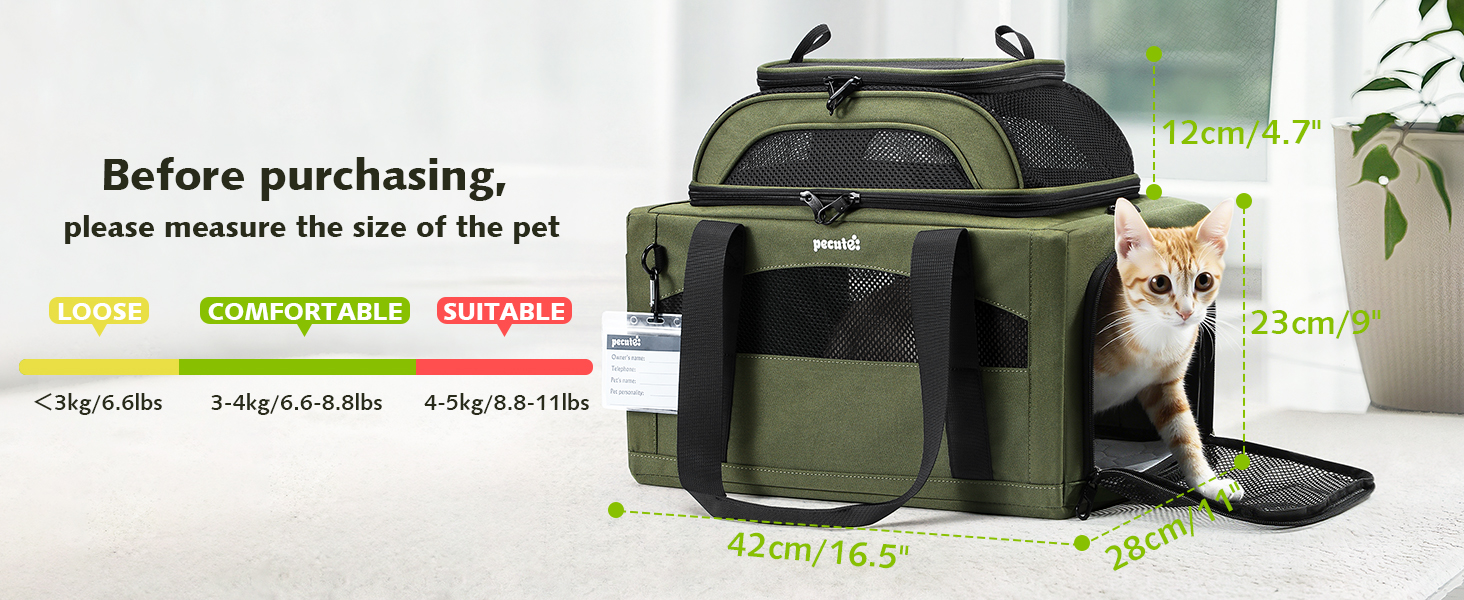 Pecute Expandable Pet Carrier Airline Approved Dog Cat Carrier