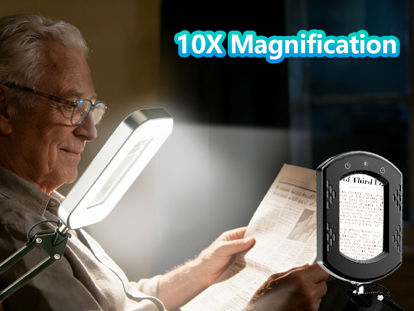 Desk magnifying lamp magnifying glass with light for crafts with Square stand clamp