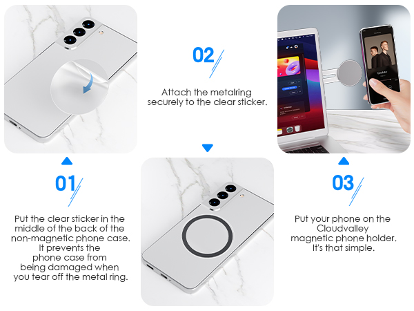  2.Attach the metalring securely to the clear sticker.