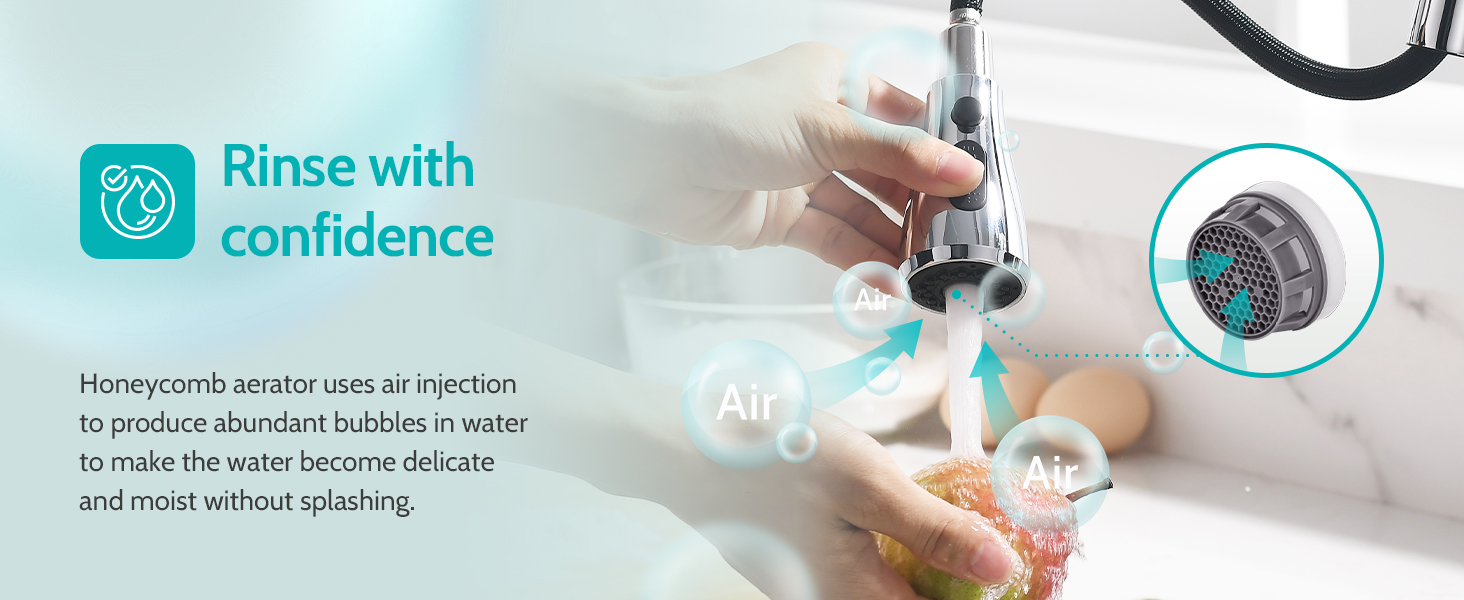 kitchen faucet with honeycomb aerator