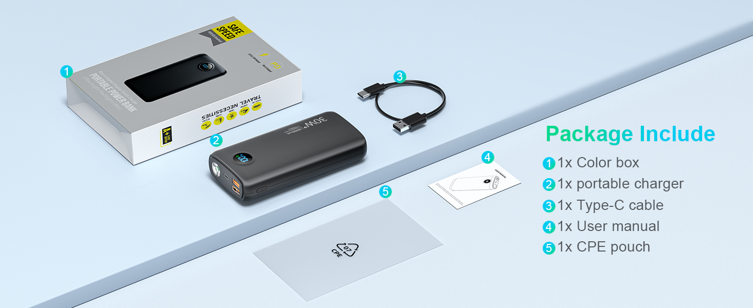 High-capacity external battery pack for iPhone, Android, LG, and tablets with fast charging.