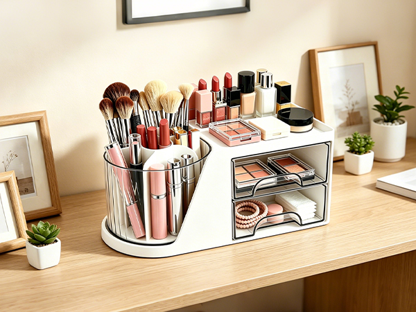 Neehows Rotating Makeup Organizer with Brush Holder