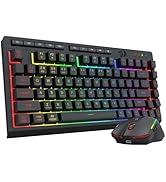 Redragon Wireless Gaming Keyboard and Mouse Combo, Bluetooth/2.4G/USB-C Wired, RGB Backlit, 75% P...