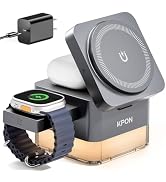 KPON for iPhone Nightstand Charging Station,15W 3 in 1 Wireless Phone Charger Stand with Night La...